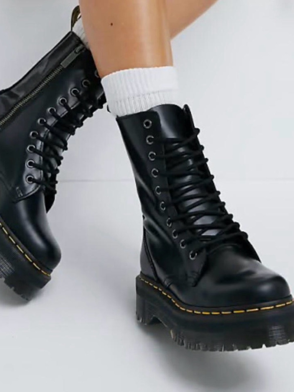 Dr Martens Jadon Black Platform Lace-Up Combat Boots